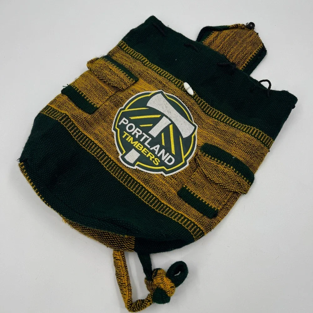 Portland Timbers Backpack Unisex Small‎ Green Yellow Woven Boho Patch